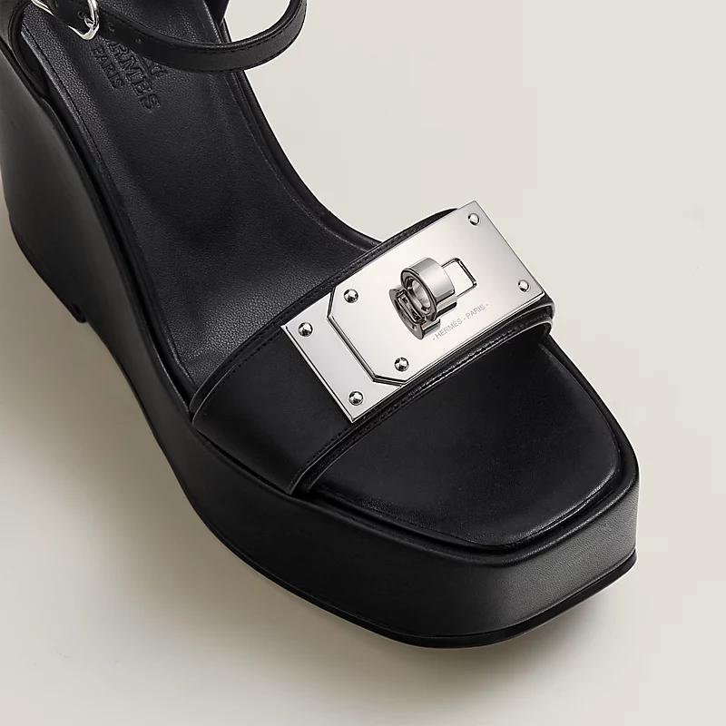 Giày Hermes Hilda 80 Sandal Nữ Đen